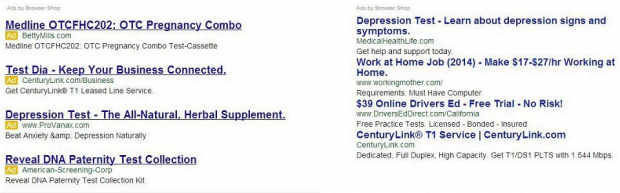 Ads by Browser Shop in search results