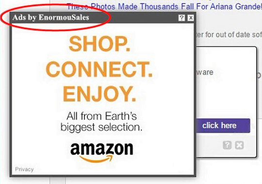 Ad by EnormouSales popping up out of the blue Ad by EnormouSales popping up out of the blue