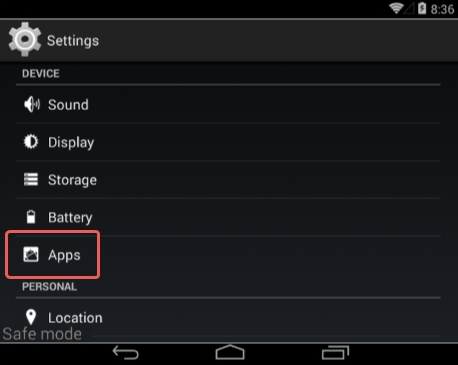 Go to Settings and select Apps