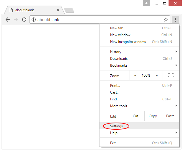 Go to Chrome settings Go to Chrome settings