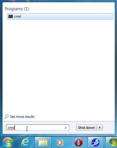 Type cmd in the Search area