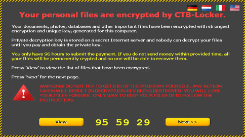 Alert wallpaper displayed by CTB Locker Alert wallpaper displayed by CTB Locker