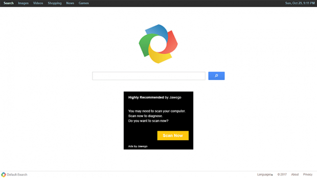 Landing page of the Default-Search hijacker Landing page of the Default-Search hijacker