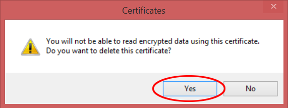 Click Yes on the deletion warning