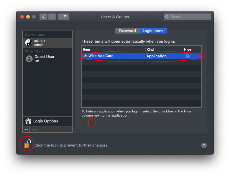 Delete Login Items