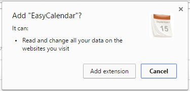 The permissions obtained by EasyCalendar extension The permissions obtained by EasyCalendar extension