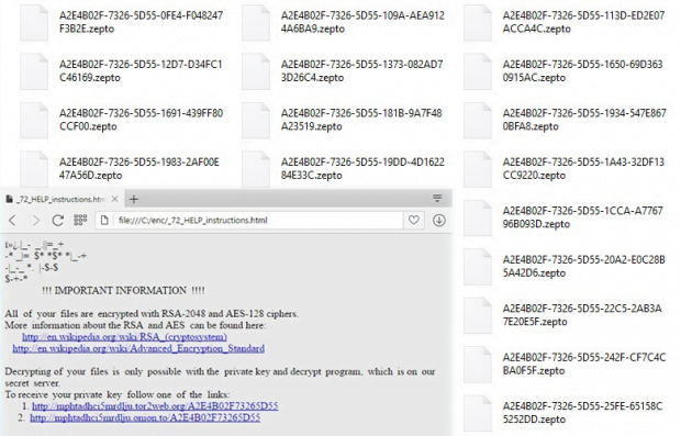 ncrypted files and ransom note