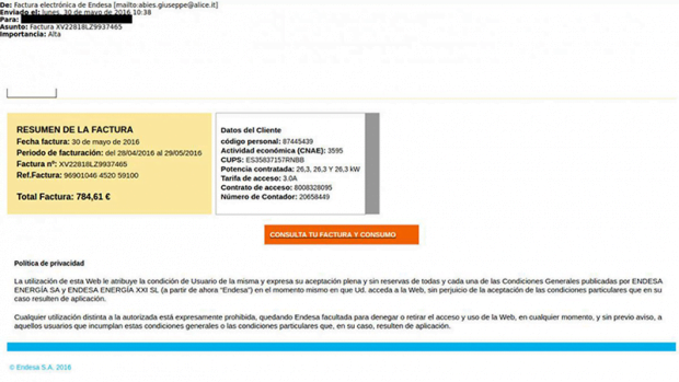 Fake email invoices sent on behalf of Endesa Fake email invoices sent on behalf of Endesa