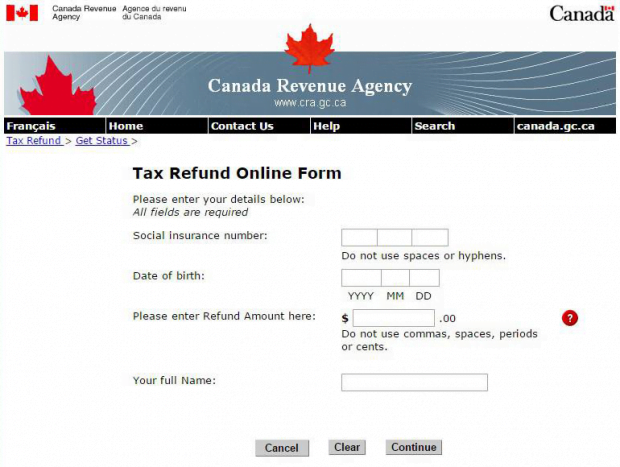 Fake CRA tax refund online form Fake CRA tax refund online form