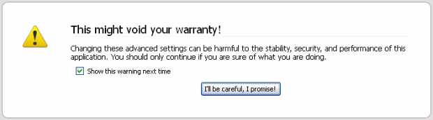 Firefox warranty alert