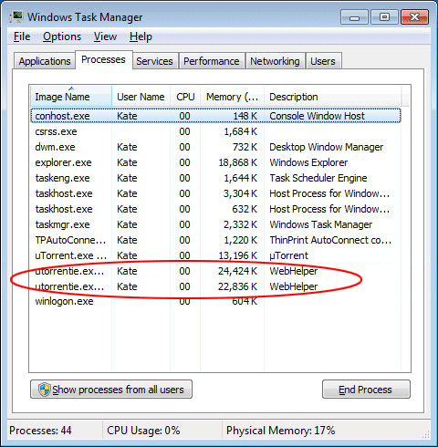 Fishy WebHelper item in Windows Task Manager Fishy WebHelper item in Windows Task Manager