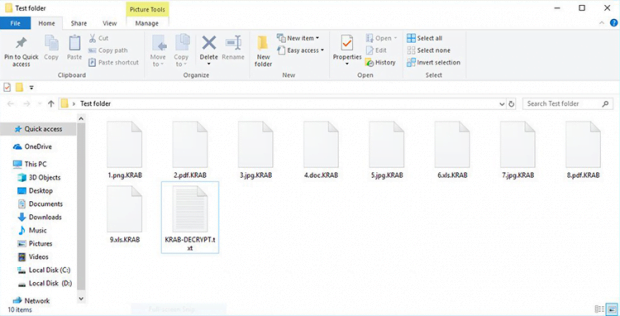 GandCrab v4 sprinkling .KRAB files throughout a PC