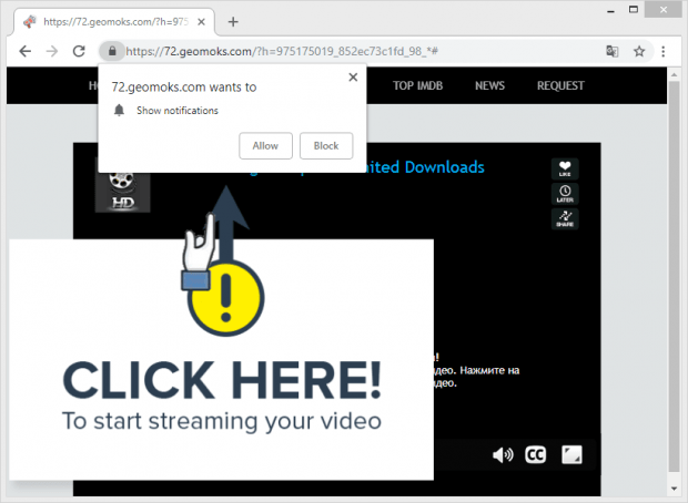 Geomoks redirect virus lures victims into allowing notifications Geomoks redirect virus lures victims into allowing notifications