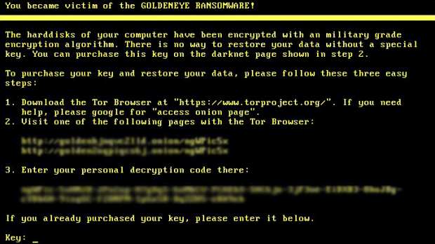 Goldeneye ransomware warning Goldeneye ransomware warning