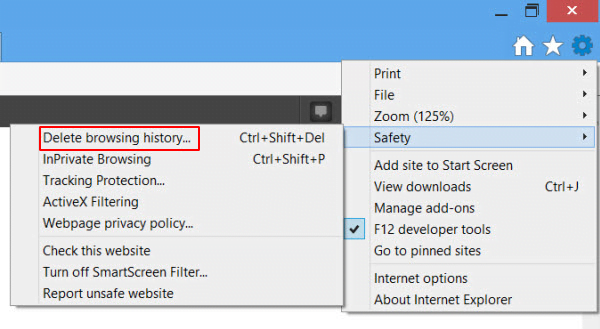 Go to Delete browsing history in IE