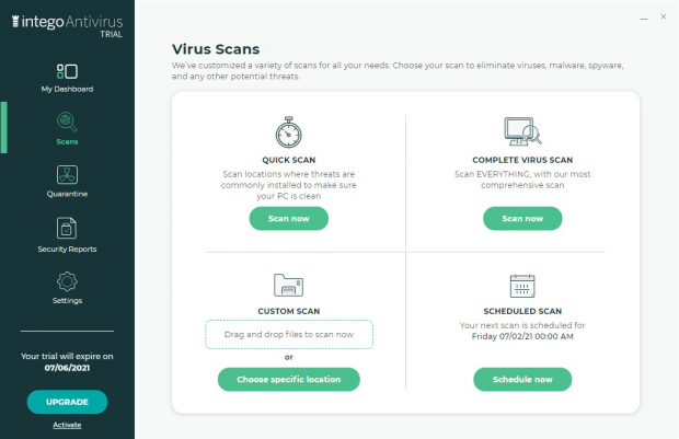 Select a scan type