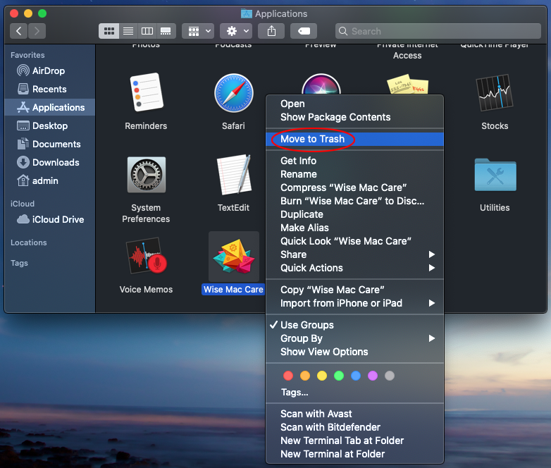 Move to Trash Applications