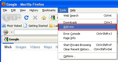 Access Mozilla Firefox add-ons