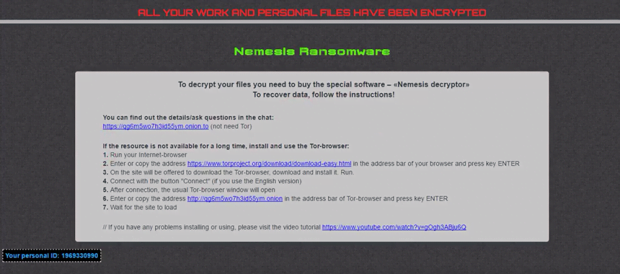 Ransom note pushing the costly Nemesis Decryptor tool Ransom note pushing the costly Nemesis Decryptor tool