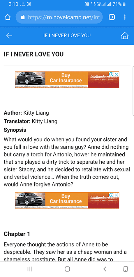 If I never love you -novelcamp.net popup doing its job on an Android device If I never love you - novelcamp.net popup doing its job on an Android device
