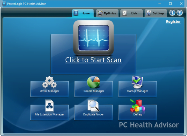 PC Health Advisor main GUI PC Health Advisor GUI