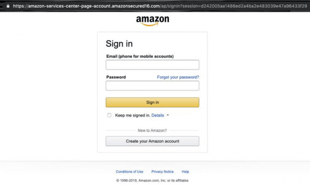 Phony Amazon login form Phony Amazon login form
