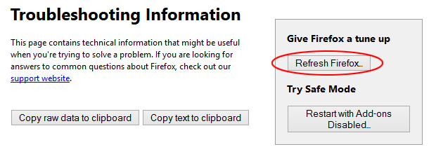 Refresh Mozilla Firefox