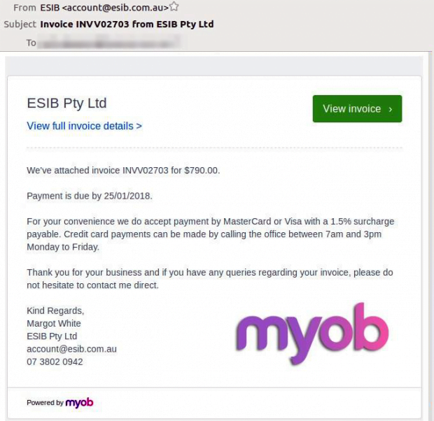 Scam email impersonating ESIB Scam email impersonating ESIB
