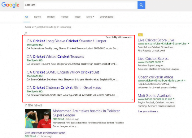 earch My Window ads injected in search results earch My Window ads injected in search results