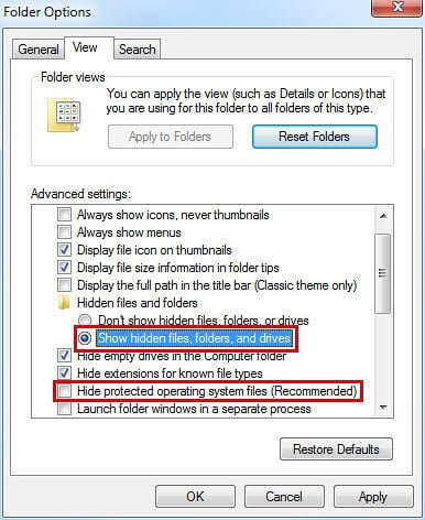Check your folder options