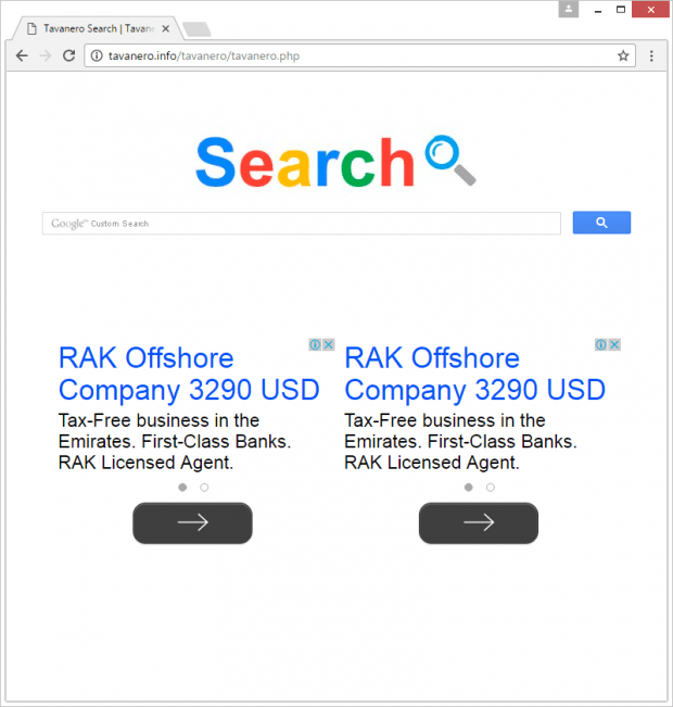 Tavanero.info landing page with ads Tavanero.info landing page with ads