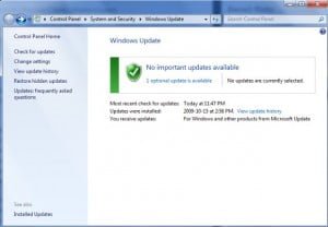 Windows Update screen Windows Update screen