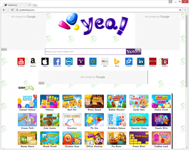 Yeadesktop.com, homepage of the adware Yeadesktop.com, homepage of the adware